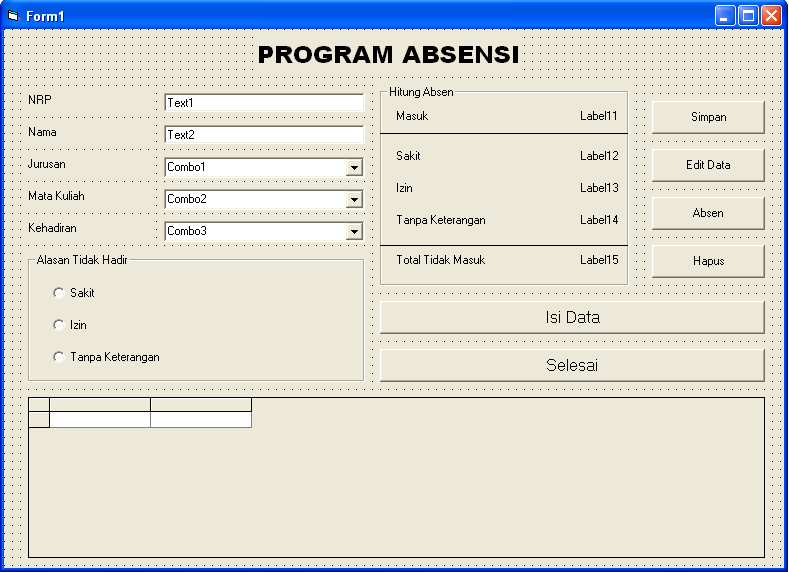 Contoh Program Absensi Sederhana Dengan Visual Basic 6.0