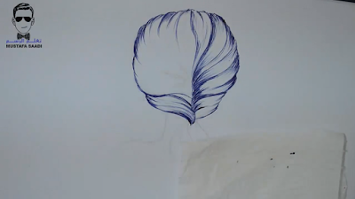 طريقة رسم الشعر بقلم الجاف الازرق