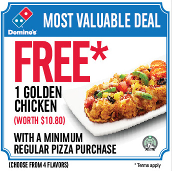 Free Golden Chicken with Regular pizza purchase