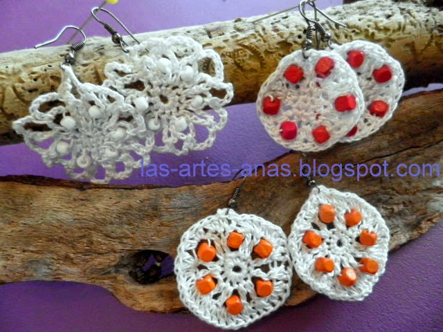 ARTES-ANAS: PENDIENTES GANCHILLO ABALORIOS,