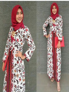 Model Long Dress Batik Kombinasi Modern Remaja