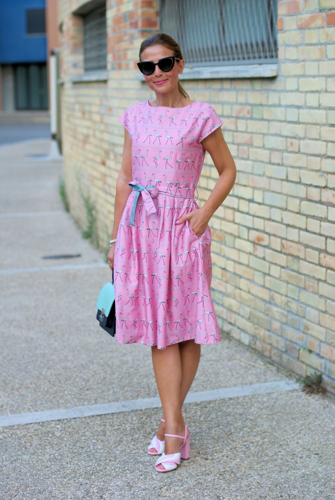 Pink Walking Flamingo dress and Candy sandals | Fashion and Cookies ...