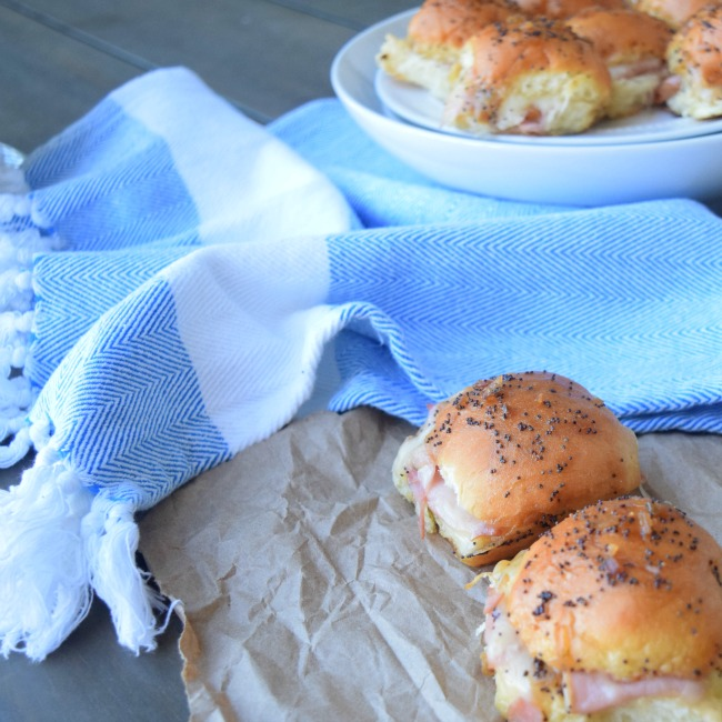 this is happiness Ham and Swiss Sweet Roll Sandwiches with Poppy Seed