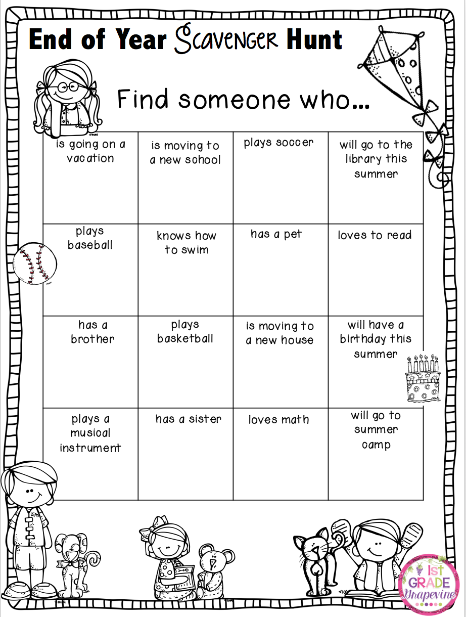 Free End Of The Year Activities For First Grade