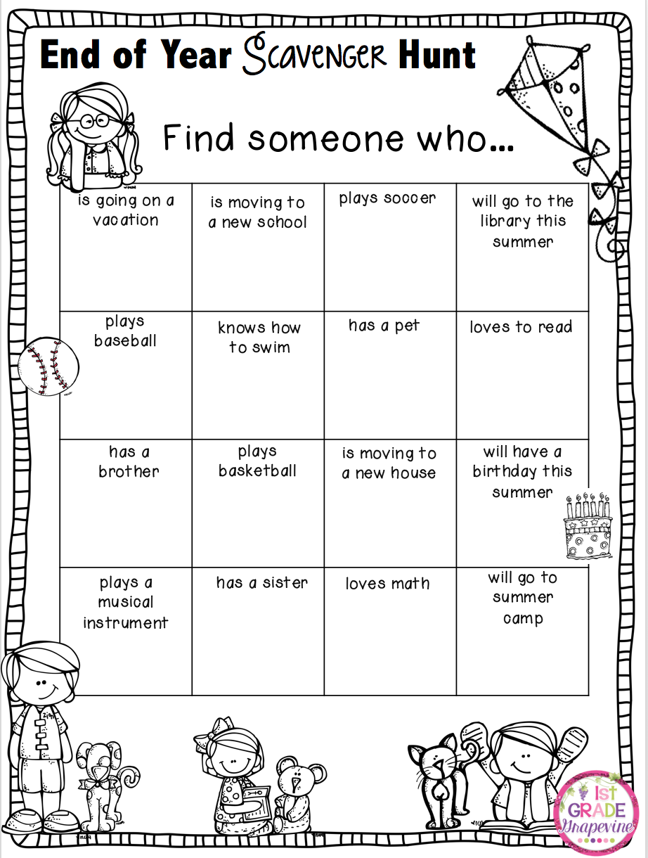 End Of Year Printable Activities