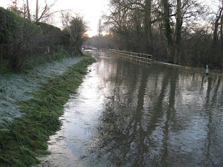 Roads flooded in Oxfordshire - the Thames breaks its banks.