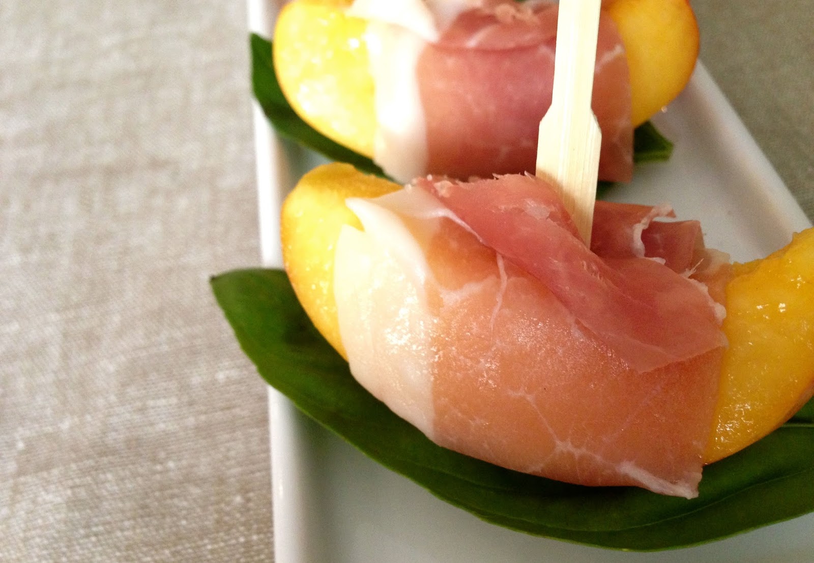 Prosciutto Wrapped Nectarines w/ Basil