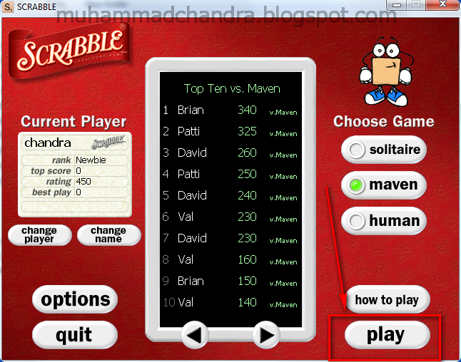 Game Scrabble Software Untuk Menyusun Kata B.Inggris dari Beberapa Huruf.