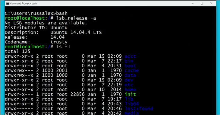 Ubuntu Bash on Windows 10