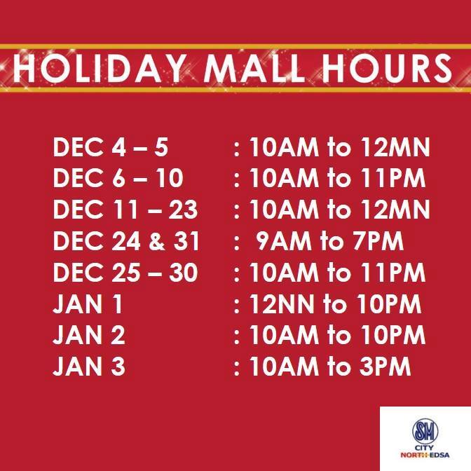 Manila Shopper: Major Malls, Supermarkets & Theme Parks Holiday 2015 Schedule