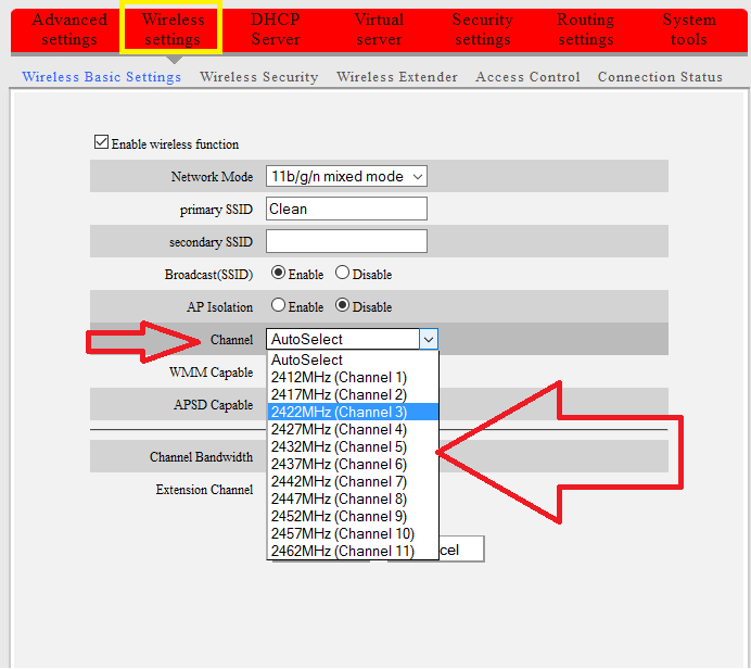 Setting router