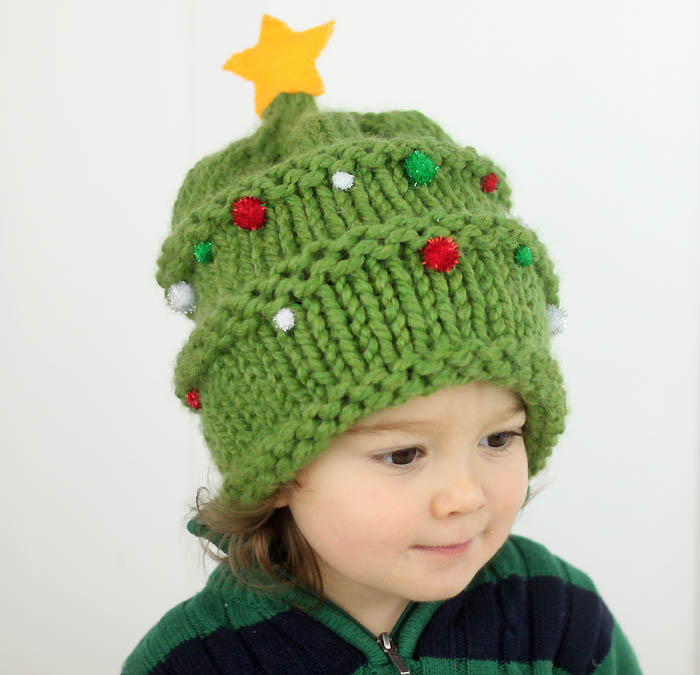 Baby Christmas Tree Hat Knitting Pattern - Gina Michele