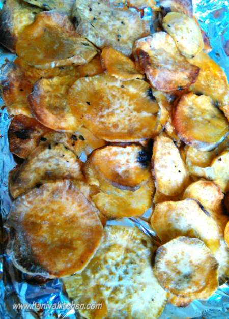 Resep ubi jalar panggang (baked sweet potato cips)