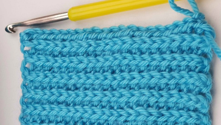 Knit Look Ribbing - Yarn Over Slip Stitch into 3rd. Loop at the Front 