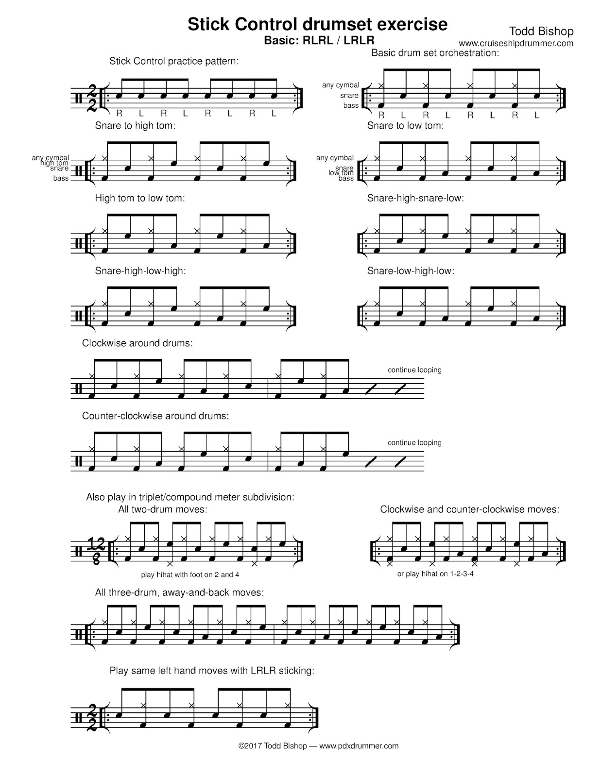 Cruise Ship Drummer! Stick Control drumset exercise basic