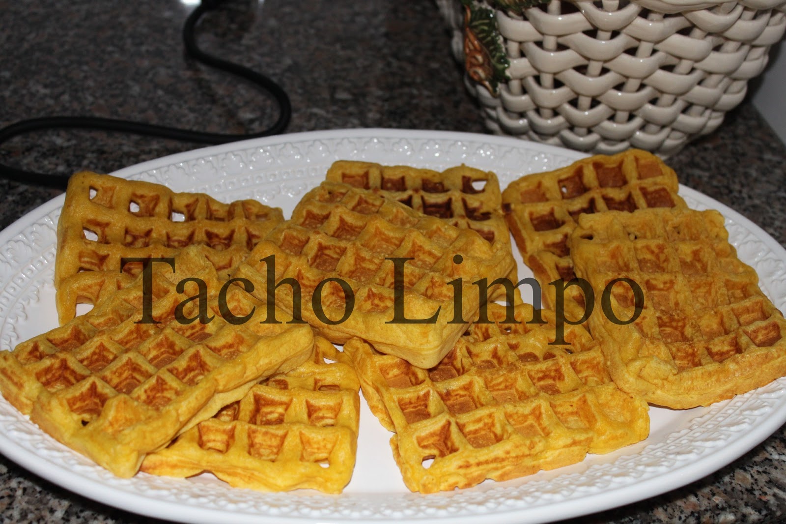 Waffles com creme custard Tacho Limpo