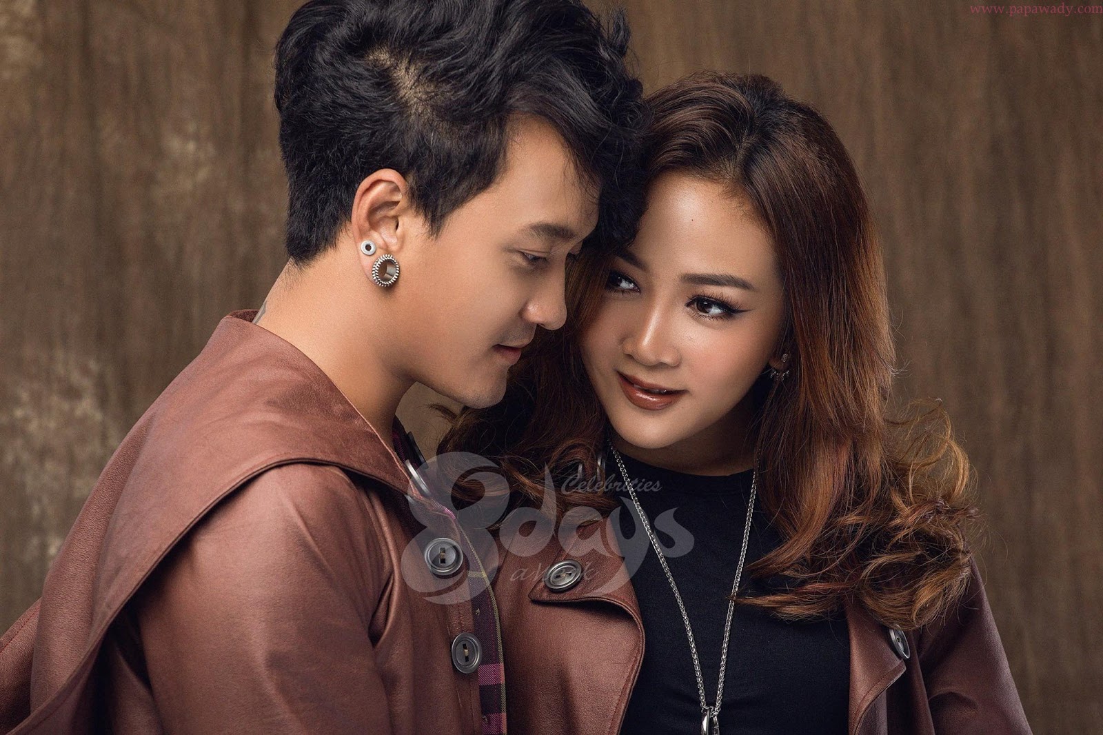Aung La And Wyne Su Khine Thein Stylish Couple Studio Photoshoot 