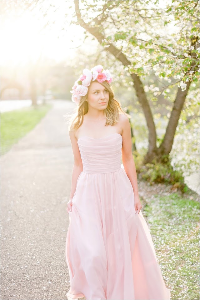 bridal, wedding, bride, makeup, hair, dress, nj photography, cherry blossom, branch brook park, flower crown