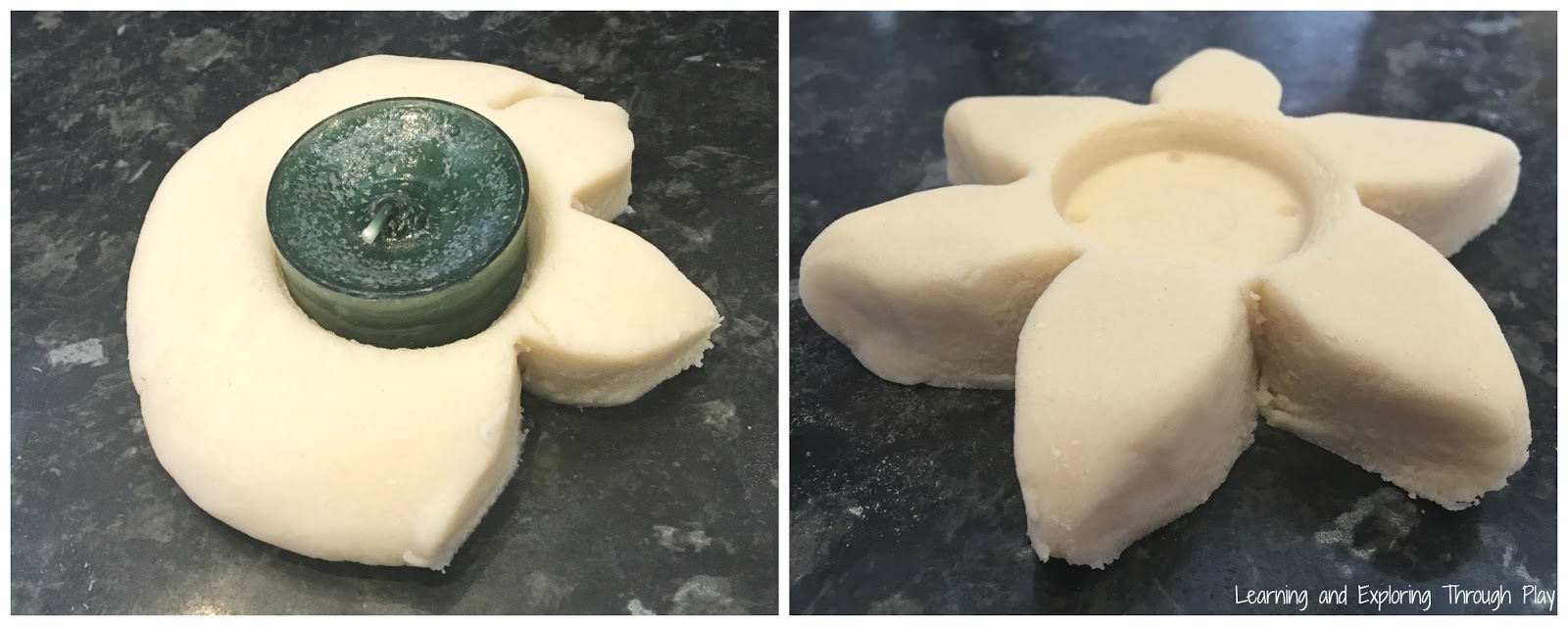 Learning and Exploring Through Play Flower Candle Holder Salt Dough