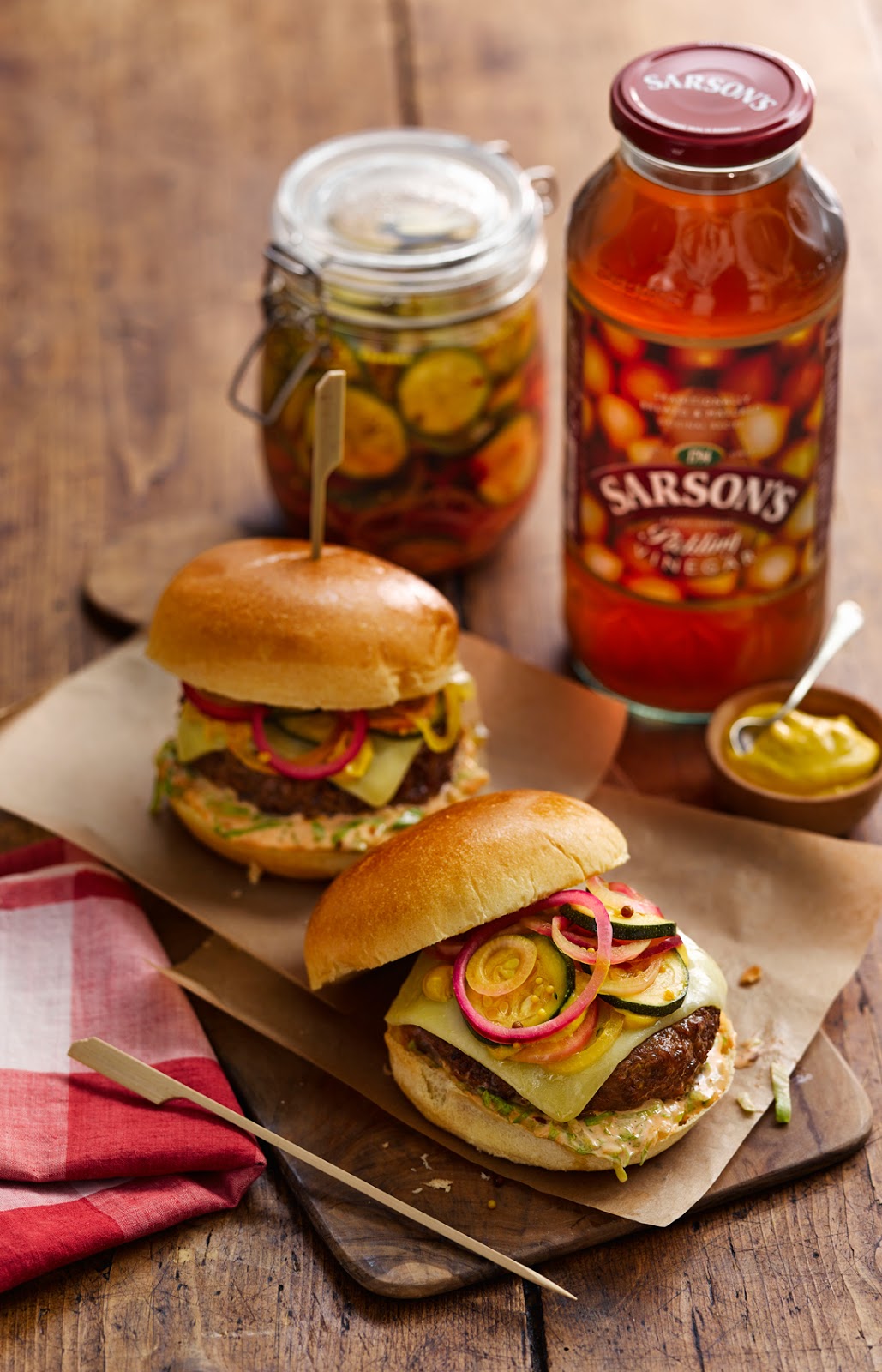 Chipotle Burgers with Red Onion and Courgette Pickle