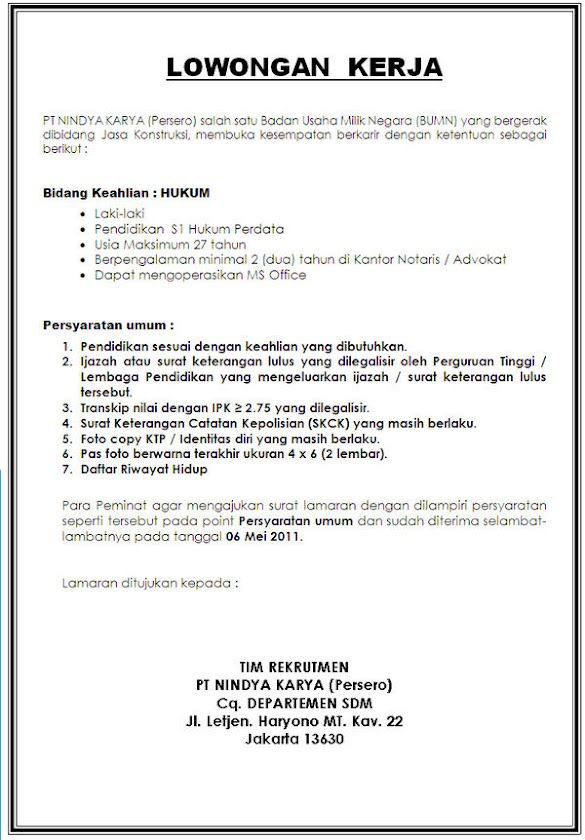 contoh iklan lowongan pekerjaan beserta surat lamarannya contoh iklan lowongan pekerjaan beserta surat lamarannya