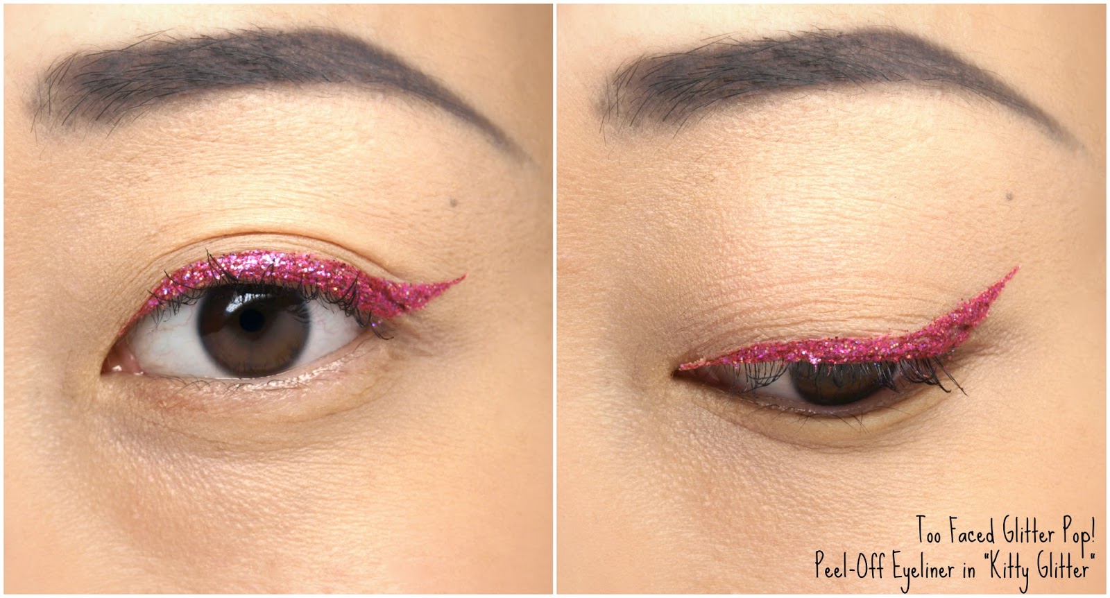 Too Faced Glitter POP! PeelOff Eyeliner Review and Swatches The