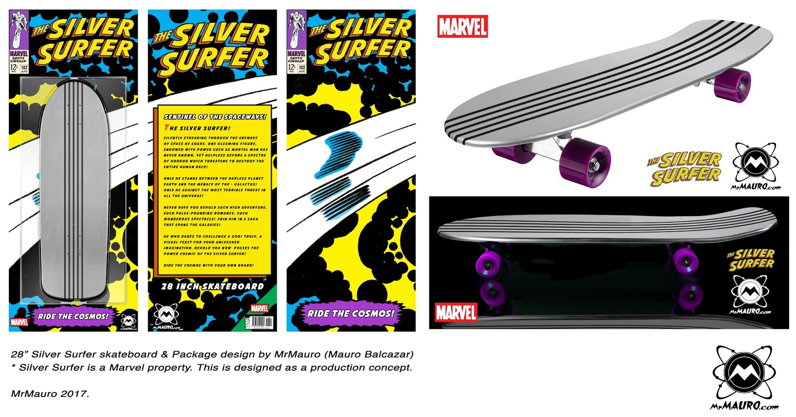 Mauro42 The Silver Surfer Skateboard!