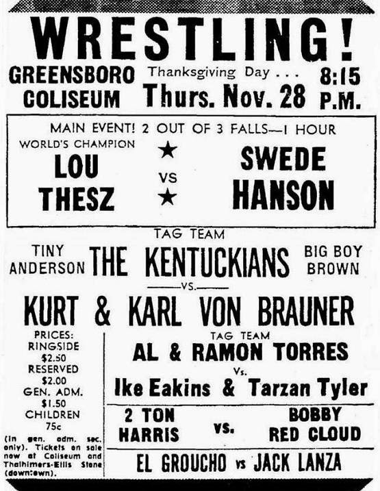 All Star Championship Wrestling November 28, 1963 in Greensboro, NC