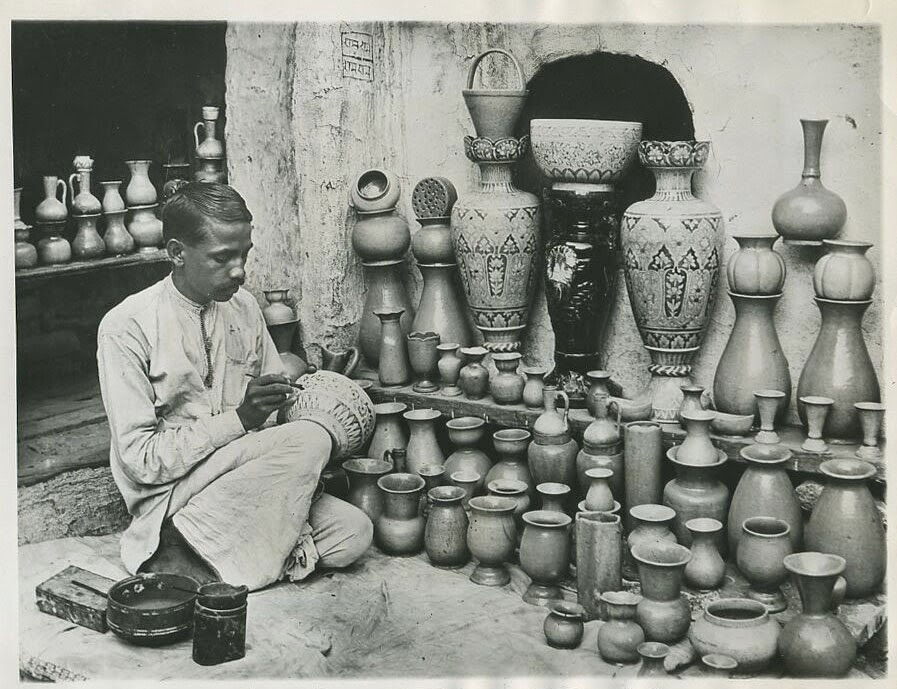 Pottery Maker working in his Studio Delhi 1931 Old Indian Photos