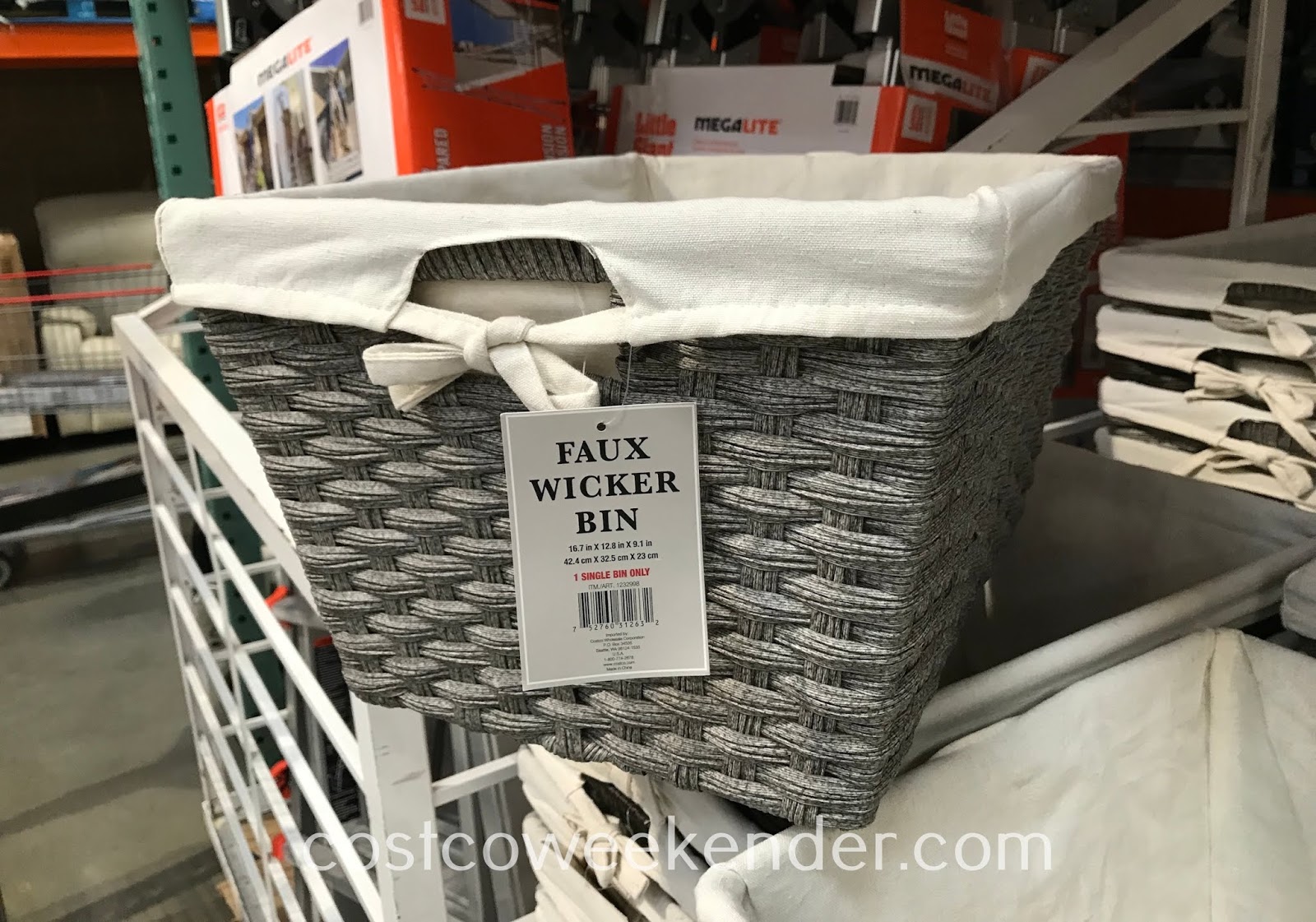 Baum Faux Wicker Bin with Liner Costco Weekender