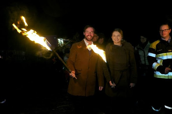 Hereditary Grand Duke Guillaume and Hereditary Grand Duchess Stéphanie of Luxembourg participated in the annual traditional ceremony of Buergbrennen