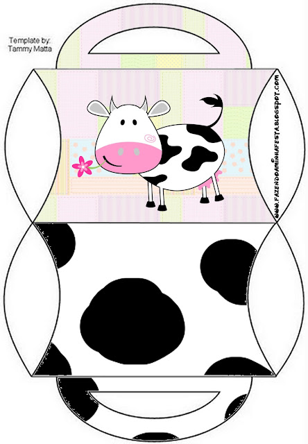Cow and Patchwork Free Printable Boxes. Cow and Patchwork Free Printable Pillow Box,
