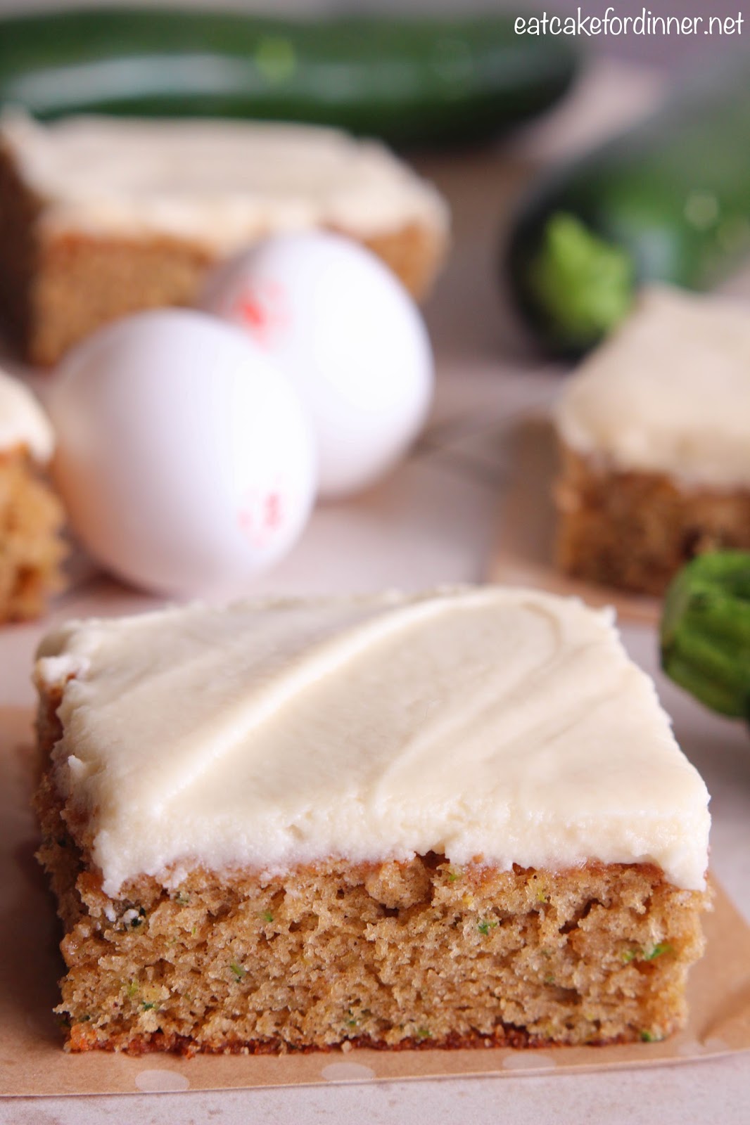 Eat Cake For Dinner Zucchini Cake Bars with Honey Buttercream and Giveaway
