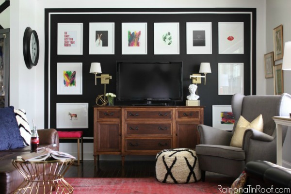 black white gallery wall