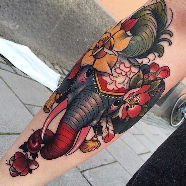 colorful inked elephant colorful inked elephant