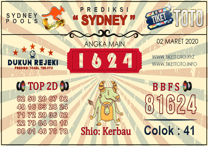 Prediksi Togel SYDNEY TIKETTOTO 02 MARET 2020
