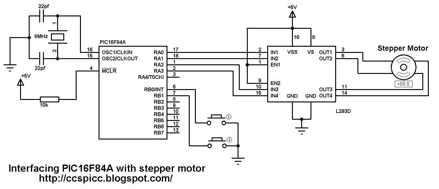 Interfacing PIC16F84A microcontroller with stepper motor