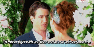 GIF from My Best Friend's Wedding movie Gif of Dermont Mulroney speaking to Julia Roberts in the move My Best Friend's Wedding