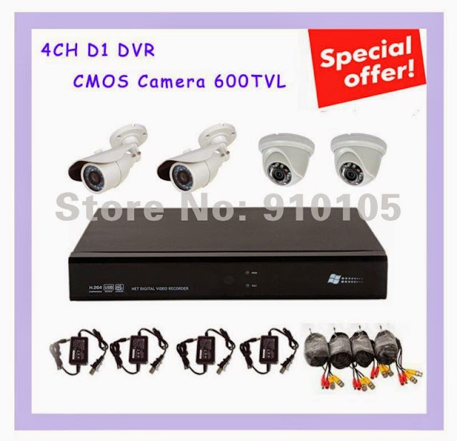 4CH D1 DVR - CMOS Camera 600TVL - Home CCTV System