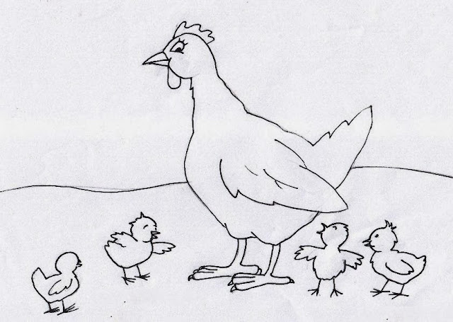 Hen And Chicken Mom Baby Drawing Free wallpaper