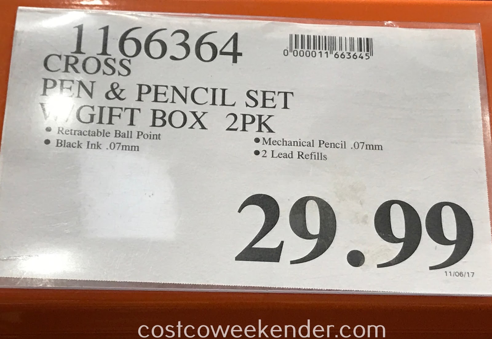 Cross Two GiftBoxed Pen & Pencil Set Costco Weekender