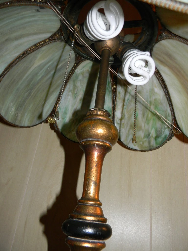 Great Lakes Lamp Works Antique Vtg Columbia Art Deco Cast Iron Wood