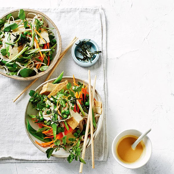 What's Bron Cooking? Soba noodles with tofu & miso dressing