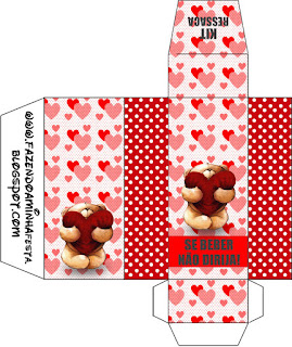 Teddy Bear in Love: Free Printable Boxes. Teddy Bear in Love Hangover box.