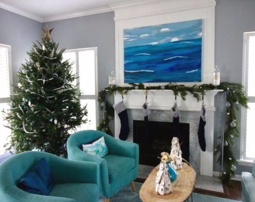 Coastal Christmas Living Room