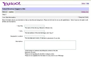 Step three Submit URL to Yahoo Directory