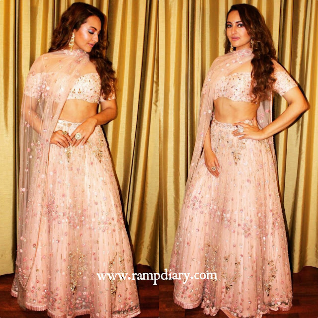 Sonakshi Sinha in Monika Nidhi for a Recent Wedding