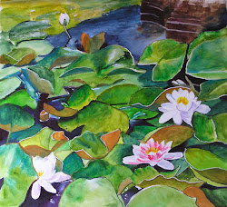 watercolor water painting lilies bunny artwork wde contribution inches wet week