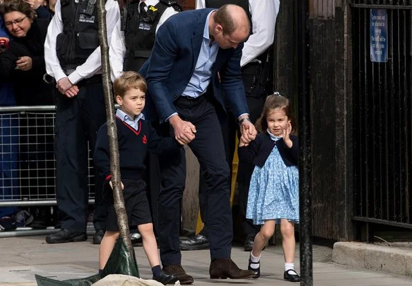 Prince George and Princess Charlotte arrived at St Mary's Hospital in Paddington to meet their little brother