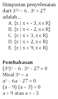 Pembahasan contoh soal pertaksamaan eksponensial Pembahasan contoh soal pertaksamaan eksponensial
